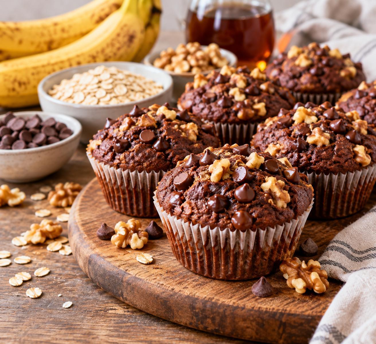 Schoko-Banane Frühstücksmuffins